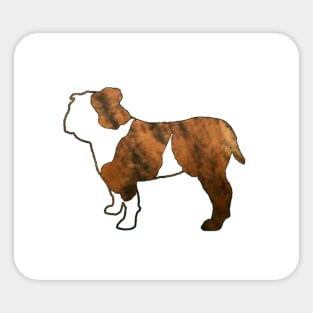 Bulldog red brindle and white silhouette Sticker